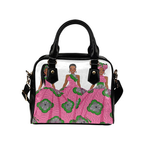 Shoulder handBag - Pink & Green