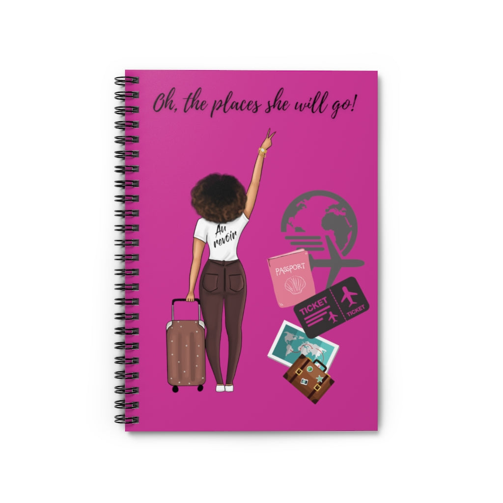 She Travels - Spiral Notebook - Ruled Line (Hot Pink) - JazzyStones - One Vision Apparel