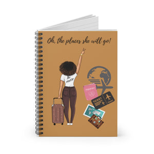 She Travels - Spiral Notebook - Ruled Line (Brown) - JazzyStones - One Vision Apparel