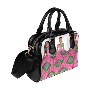 Shoulder handBag - Pink & Green