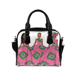 Shoulder handBag - Pink & Green