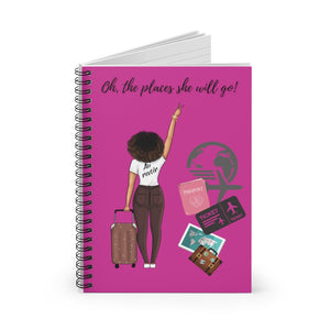 She Travels - Spiral Notebook - Ruled Line (Hot Pink) - JazzyStones - One Vision Apparel