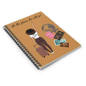 She Travels - Spiral Notebook - Ruled Line (Brown) - JazzyStones - One Vision Apparel