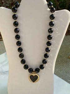 Black & Gold Heart Necklace - JazzyStones - One Vision Apparel