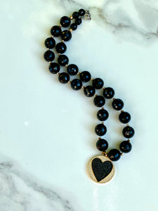 Black & Gold Heart Necklace - JazzyStones - One Vision Apparel